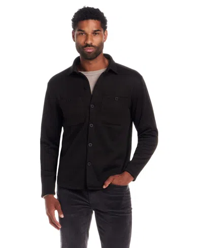 Weatherproof Vintage Men's Textured Knit Shirt Jacket In Black