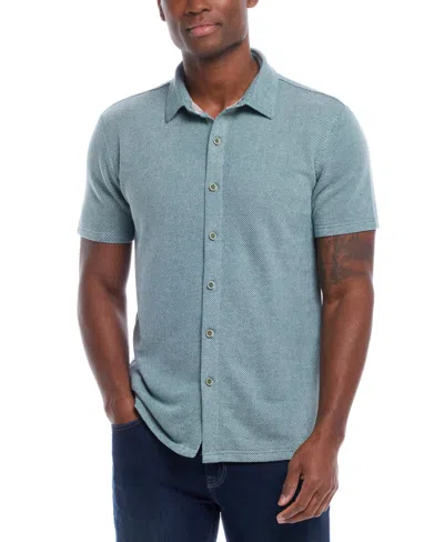 Weatherproof Vintage Men's Twill Knit Shirt In Smoke Pine