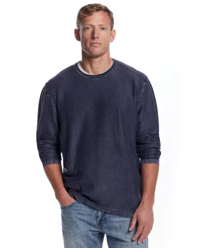 Weatherproof Vintage Men's Twill Stonewash Crewneck Sweater In Blue Nights