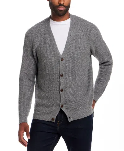 Weatherproof Vintage Men's Waffle Donegal Cardigan Sweater In Gray