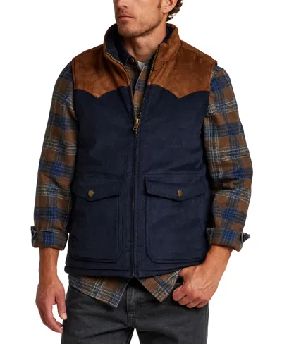 Weatherproof Vintage Men's Western Cord Suede Vest In Brown Navy
