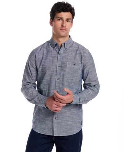 Weatherproof Vintage Men's Winter Chambray Solid Shirt In Gray
