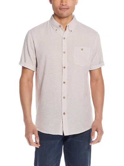 Weatherproof Vintage Mens Geometric Linen Button-down Shirt In Multi