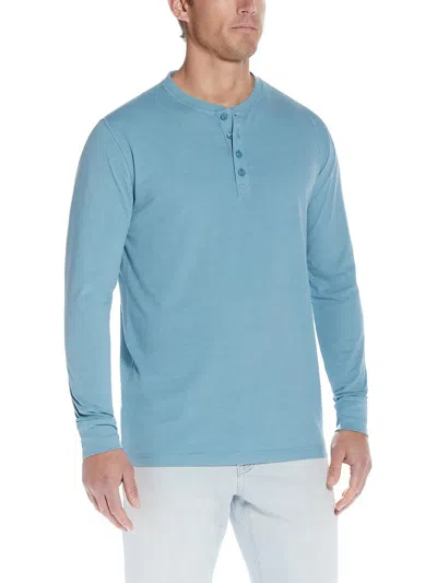 Weatherproof Vintage Mens Knit Heathered Henley Shirt In Blue