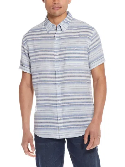 Weatherproof Vintage Mens Linen Button-down Shirt In Blue