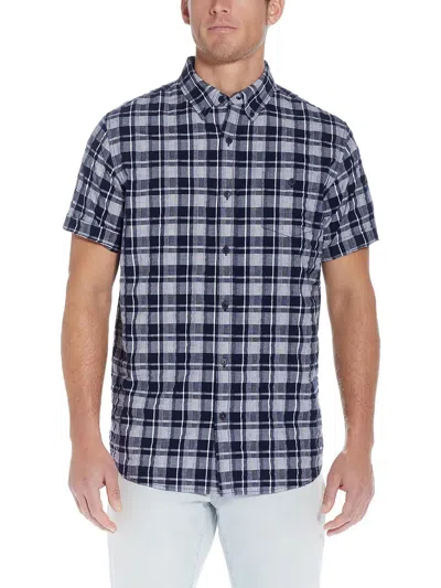 Weatherproof Vintage Mens Plaid Cotton Button-down Shirt In Multi