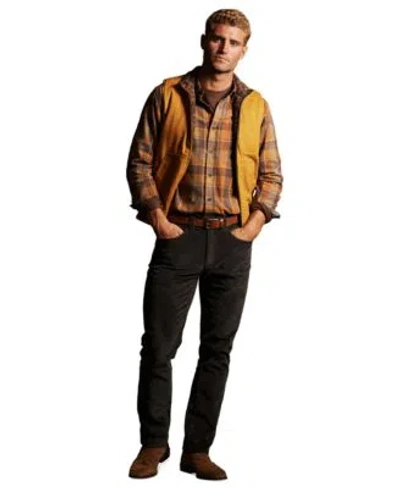 Weatherproof Vintage Mens Plaid Flannel Canvas Vest Ribbed Raglan Crewneck T Shirt Button Front Flannel Shirt Superfine C In Brown