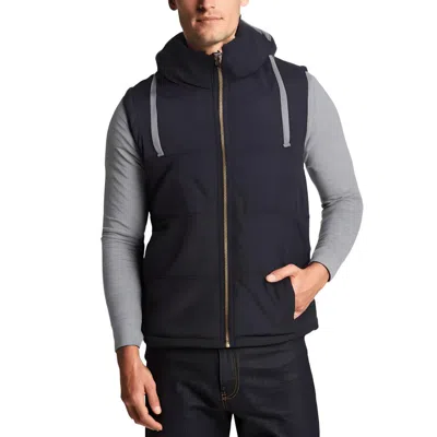 Weatherproof Vintage Mens Quilted Hooded Outerwear Vest In Blue