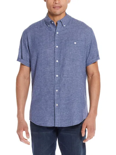Weatherproof Vintage Mens Slub Linen Button-down Shirt In Multi