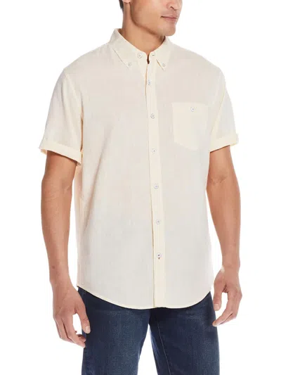 Weatherproof Vintage Mens Slub Linen Button-down Shirt In Neutral