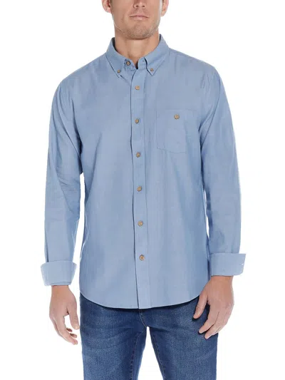 Weatherproof Vintage Mens Solid Cotton Button-down Shirt In Blue