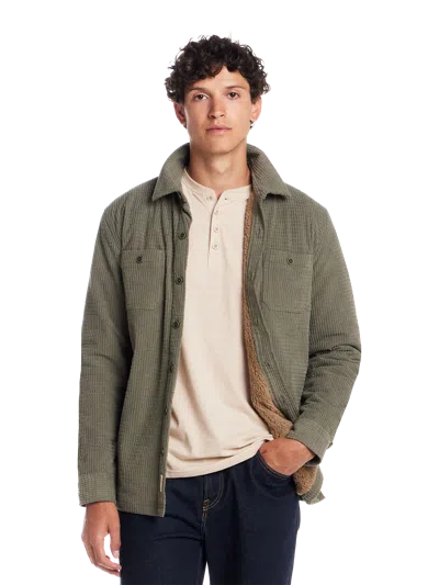 Weatherproof Vintage Sherpa Lined Grid Shirt Jacket In Green