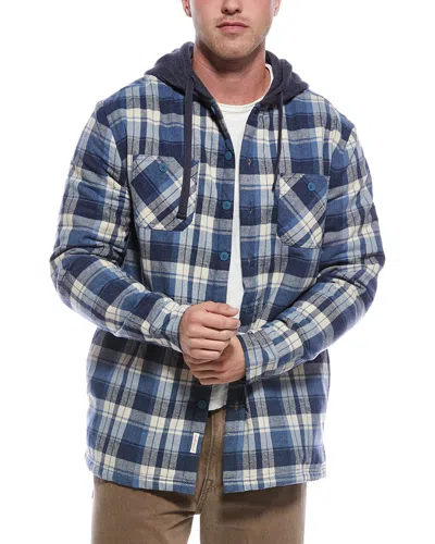 Weatherproof Vintage Sherpa Lined Hooded Shirt Jacket In Blue