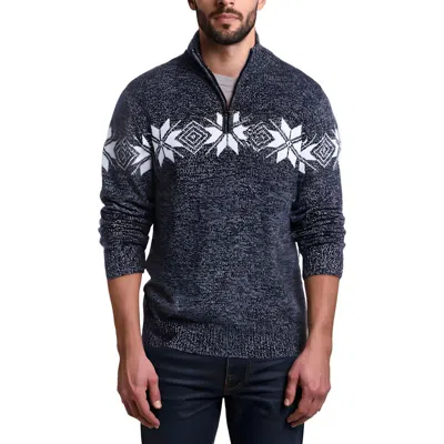Weatherproof Vintage Snowflake Mens Zipper Cotton Pullover Sweater In Black