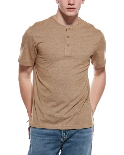 Weatherproof Vintage Sueded Micro Stripe Henley T-shirt In Brown