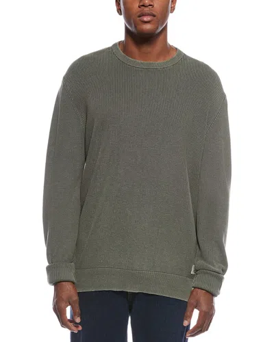Weatherproof Vintage Vertical Weave Stonewash Crewneck Sweater In Green