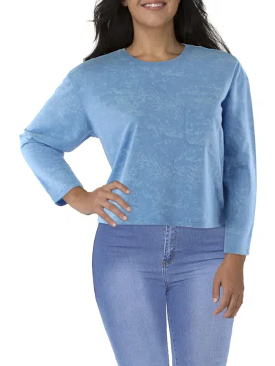 Weatherproof Vintage Womens Crop Crewneck Pullover Top In Blue