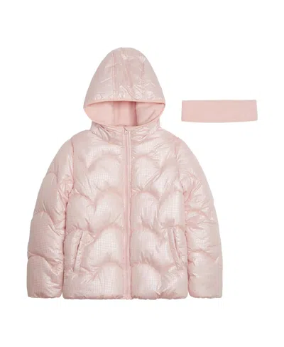 Weathertamer Kids' Toddler Girls Iridescent Foil Puffer Jacket In Light Pink