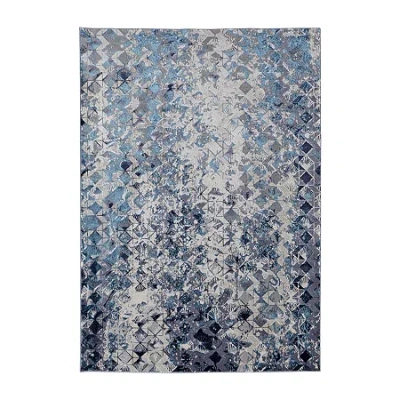 Weave & Wander Armada Modern Diamond Indoor Rectangular Area Rug In Blue