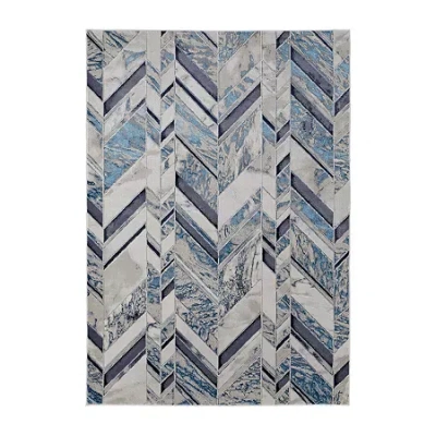 Weave & Wander Armada Modern Herringbone Indoor Rectangular Area Rug In Blue