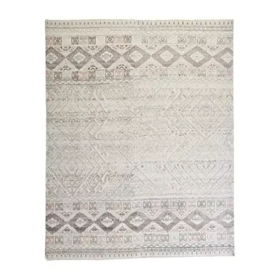 Weave & Wander Eckhart Geometric Hand Knotted Indoor Rectangle Accent Rugs In White