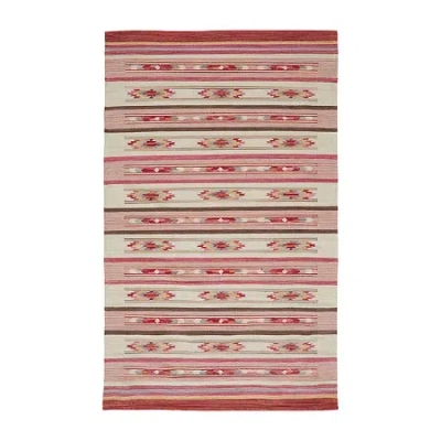 Weave & Wander Galvin Stripe Flatweave Reversible Indoor Rectangle Area Rugs In Red