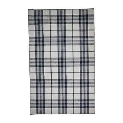 Weave & Wander Jens Plaid Flatweave Indoor Rectangle Area Rugs In White
