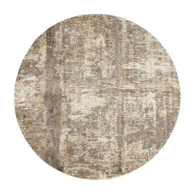 Weave & Wander Parker Abstract Machine Mad Indoor Round Area Rug In White