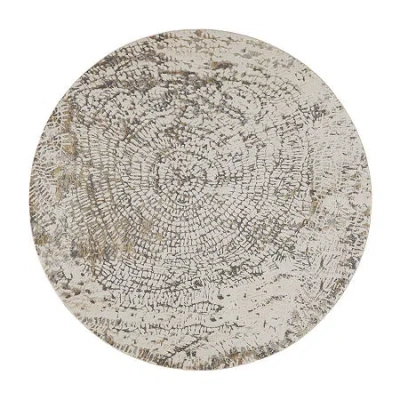 Weave & Wander Parker Abstract Machine Made Indoor Round Area Rug In White
