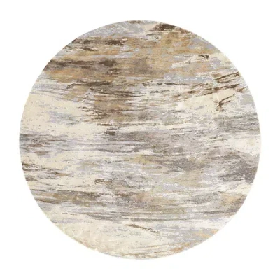 Weave & Wander Parker Abstract Machine Made Indoor Round Area Rug In White