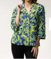 Weavz Flower Print Jacket In Royal Blue In Green