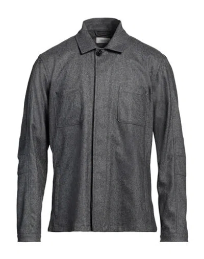 Weber+weber Sartoria Man Shirt Lead Size 40 Virgin Wool, Polyamide, Cashmere, Elastane In Black