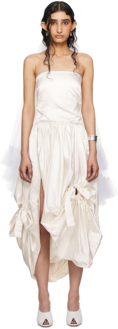 Wed Ssense Exclusive Off-white Gathered Midi Dress In Ivory