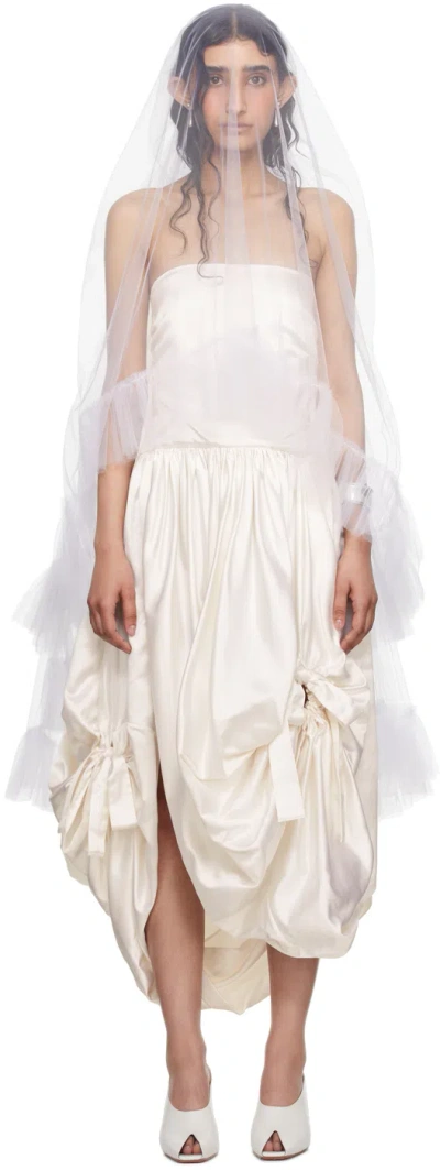 Wed Ssense Exclusive White Ruffled Veil In Ivory
