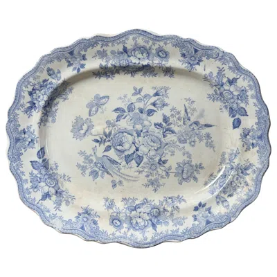 Pre-owned Wedgewood 19th-century Transferware Platter "asiatic Pheasants In Blue White,