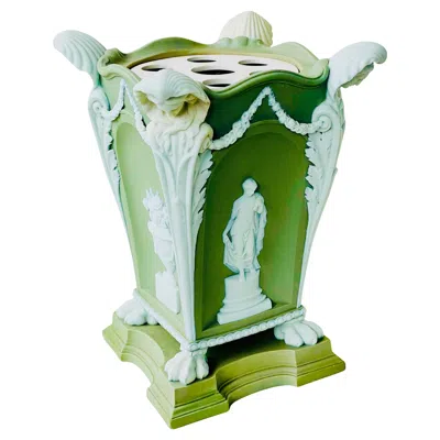 Pre-owned Wedgwood 18th Century  Solid Green Jasper Ware Caryatid Bough Pot