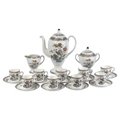 Pre-owned Wedgwood 1970s-1980s  Kutani Crane 21-piece Coffee Service In Gray