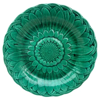 Pre-owned Wedgwood 19th Century Green Majolica Sunflower Plate