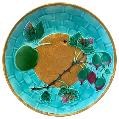 Pre-owned Wedgwood 19th Century Victorian Majolica Orange Plate