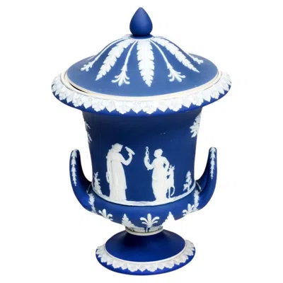 Pre-owned Wedgwood 19th Century  Jasperware Campagne Urn In Blue