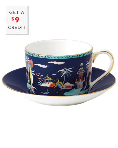 Wedgwood 2pc Wonderlust Pagoda Teacup & Saucer Setwith $9 Credit In Blue