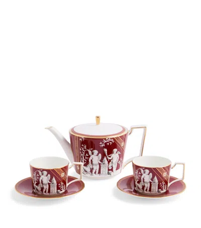 Wedgwood 3-piece Renaissance Tea Set In Red