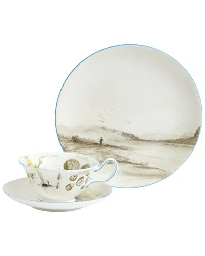 Wedgwood 3pc Darwin Voyage Of The Beagle Patagonia Teacup, Saucer, & Plate Set