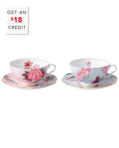 Wedgwood 4pc Cuckoo Teacup & Saucer Setwith $18 Credit In White