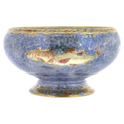Pre-owned Wedgwood Antique  Daisy Makeig-jones Fairyland Lustre Fish-themed Porcelain Bowl In Gray