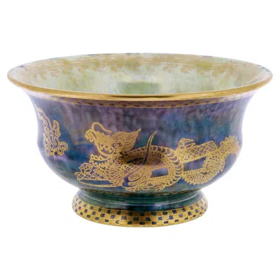 Pre-owned Wedgwood Antique  Daisy Makeig-jones Fairyland Lustre Gilt Celestial Dragon Bowl In Brown