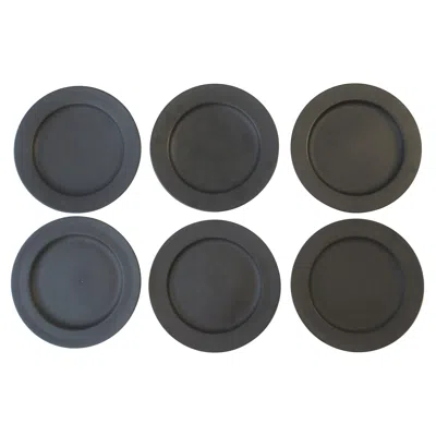 Pre-owned Wedgwood Black Basalt Plates, Set Of 6