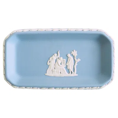 Pre-owned Wedgwood Blue And White Jasperware Jewelry Tray