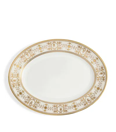 Wedgwood Bone China Bacchus Oval Platter Plate In Gold