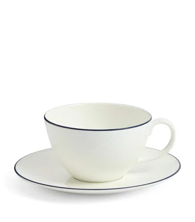 Wedgwood Bone China Gio Teacup And Saucer Set In Blue